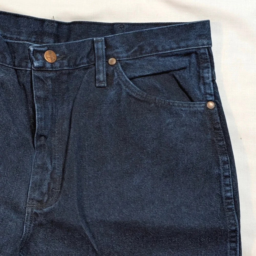 Wrangler Mens 936NTF Cowboy Cut Slim Fit Indigo Blue Denim Jeans 35x30